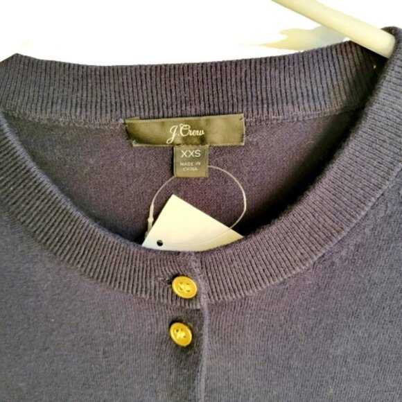 J. Crew 100% Cotton  button front cardigan, navy blue NWT - Picture 4 of 5